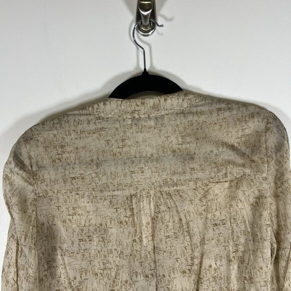 Diane von Furstenberg Beige Brown Sheer Shirt Blouse 100% Silk Sz 4 Designer - Picture 9 of 10